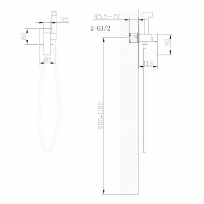 Смеситель ABBER Wasserfall AF8625SP с гигиеническим душем, сатин