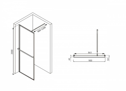Душевая перегородка ABBER Immer Offen AG60090B