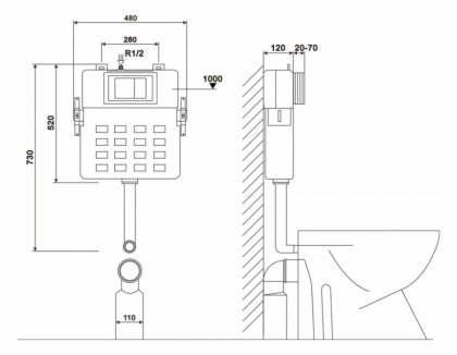 Инсталляция ABBER AC0104 для приставного унитаза