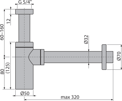 Сифон для умывальника DN32 DESIGN, NICKEL-мат