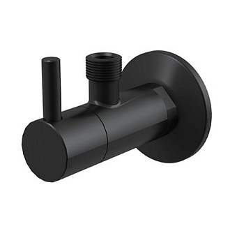 Угловой вентиль с фильтром 1/2"×3/8", черный-мат