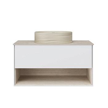 Тумба PLAZA Modern подвесная с ящиком и полкой 100, белая PLB.M.100.1\WHT