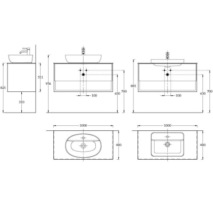 Тумба PLAZA Modern подвесная с ящиком и полкой 100, белая PLB.M.100.1\WHT