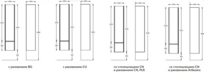 Пенал MODULA подвесной 170 с дверцей и ящиком, арабика MO.165\AR