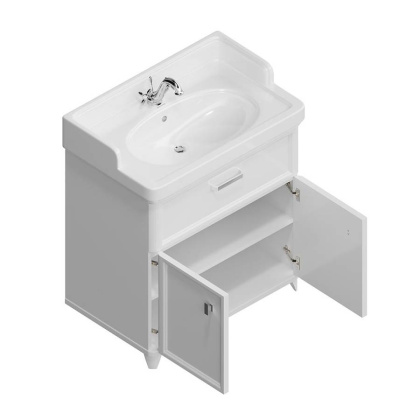 PO.M.80.1\WHT Тумба POMPEI напольная с ящиком и дверцами 80, белая глянцевая