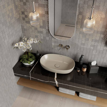 Раковина PLAZA накладная 60, песочный матовый PLR.wb.60\SAN