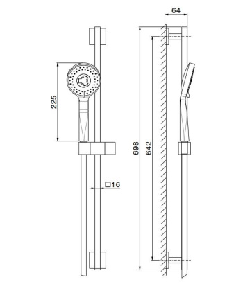 Душевая стойка FUTURA c лейкой и шлангом, хром