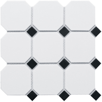 Керамическая мозаика Octagon big White/Black Matt, Geometry