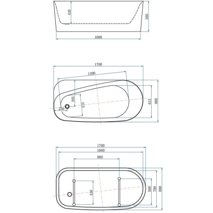 Акриловая ванна Allen Brau Priority 170x80 2.31001.21/AM белый матовый (панель антрацит), шт