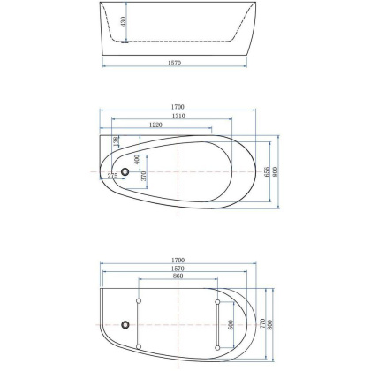 Акриловая ванна Allen Brau Priority 170x80 2.31002.21/BGM белый матовый/сине-серый, шт