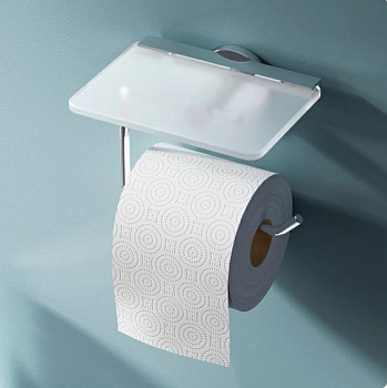 Держатель для туалетной бумаги X-Joy с полкой, 10,5х14х11,2 см, хром, A85A341500