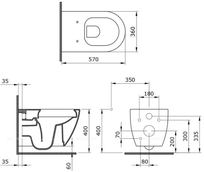 Унитаз Venezia Rimless, белый 1295-001-0129, (1 шт)